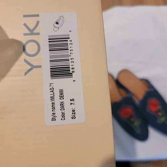 Yoki Dark Denim Studded Rose Mules - Picture 6 of 6